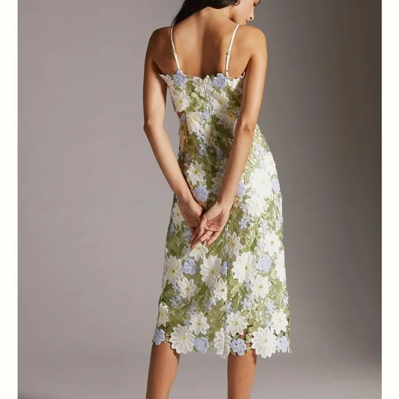 Eva Franco Anthropologie Floral Lace Midi Dress - Picture 4 of 10